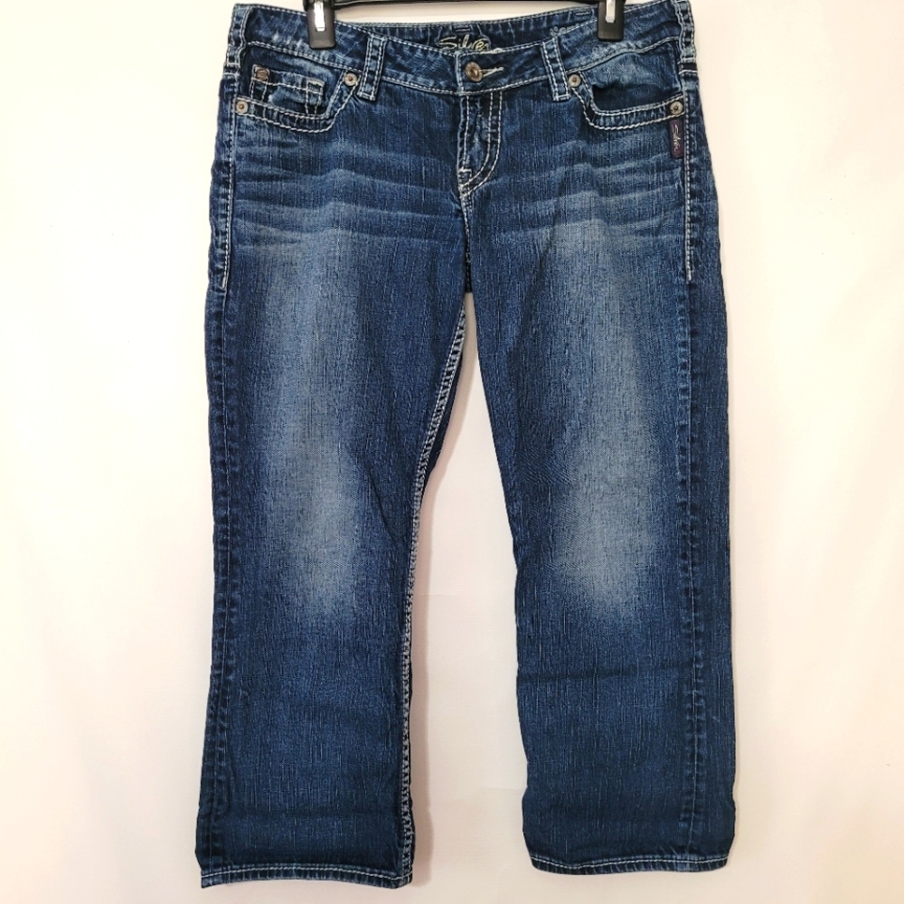 Silver Santorini Cropped Demin Jeans Ladies 31 - Picture 2 of 12